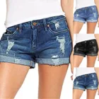 Шорты женские джинсовые рваные с дырками, модные популярные джинсовые шорты с завышенной талией, из денима, летние