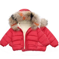 2020 winter coat plush real fur collar down jacket for girls new childrens jacket childrens clothing 1 6 years boy outfits