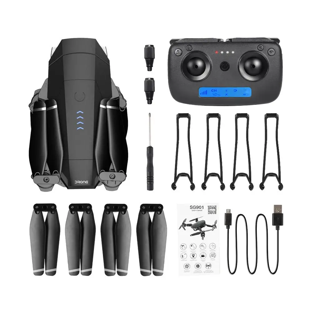 

SG901 1080P 2.4G WiFi Foldable RC Quadcopter with Adjustable Wide-angle Camera Optical Flow Positioning RTF RC Drone