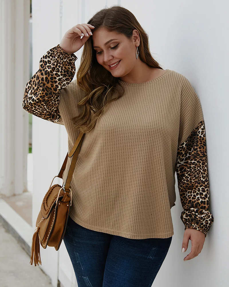 Женский свитер вязанный зимний с длинным рукавом и круглым вырезом плюс размер