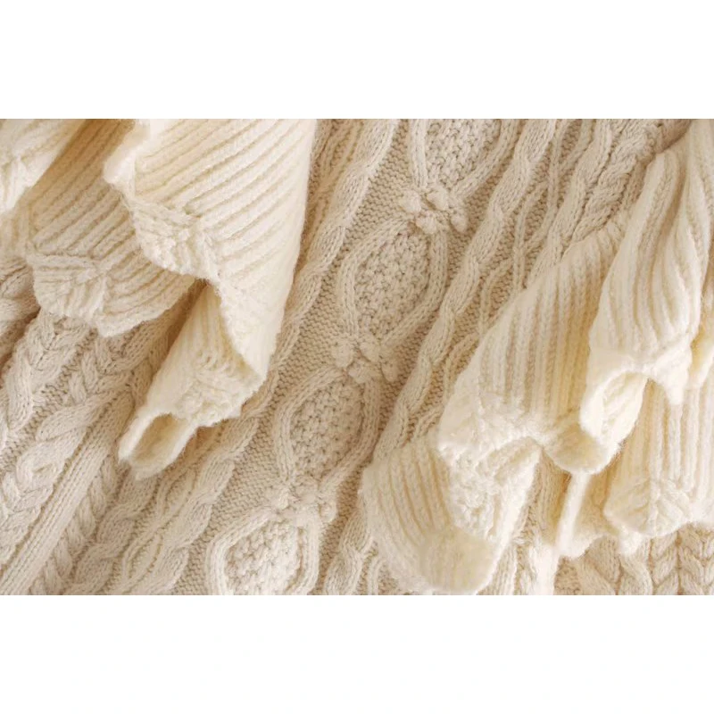 za 2019 Autumn Winter women clothes turtleneck sweater Long Sleeve Ruffle Jumper Knitted slim bow Pullover Femme Chic Sweater | Женская