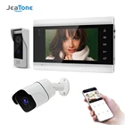 Беспроводная видеокамера Jeatone Tuya с Wi-Fi для домашнего интерьера, монитор 720P, дверной звонок с наружной камерой видеонаблюдения