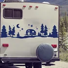 Кемпинг Rv Звездный лес горный автомобиль 4x4 внедорожник Наклейка на стену путешествия Кемпер Звезда Луна Дерево автодом SUV наклейка винил