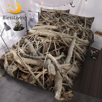 BlessLiving Tree Branches Duvet Cover Set 3D Printed Bed Cover Weed Plant Bedding Set Nature Bedspreads 3pcs King Size Drop Ship 1