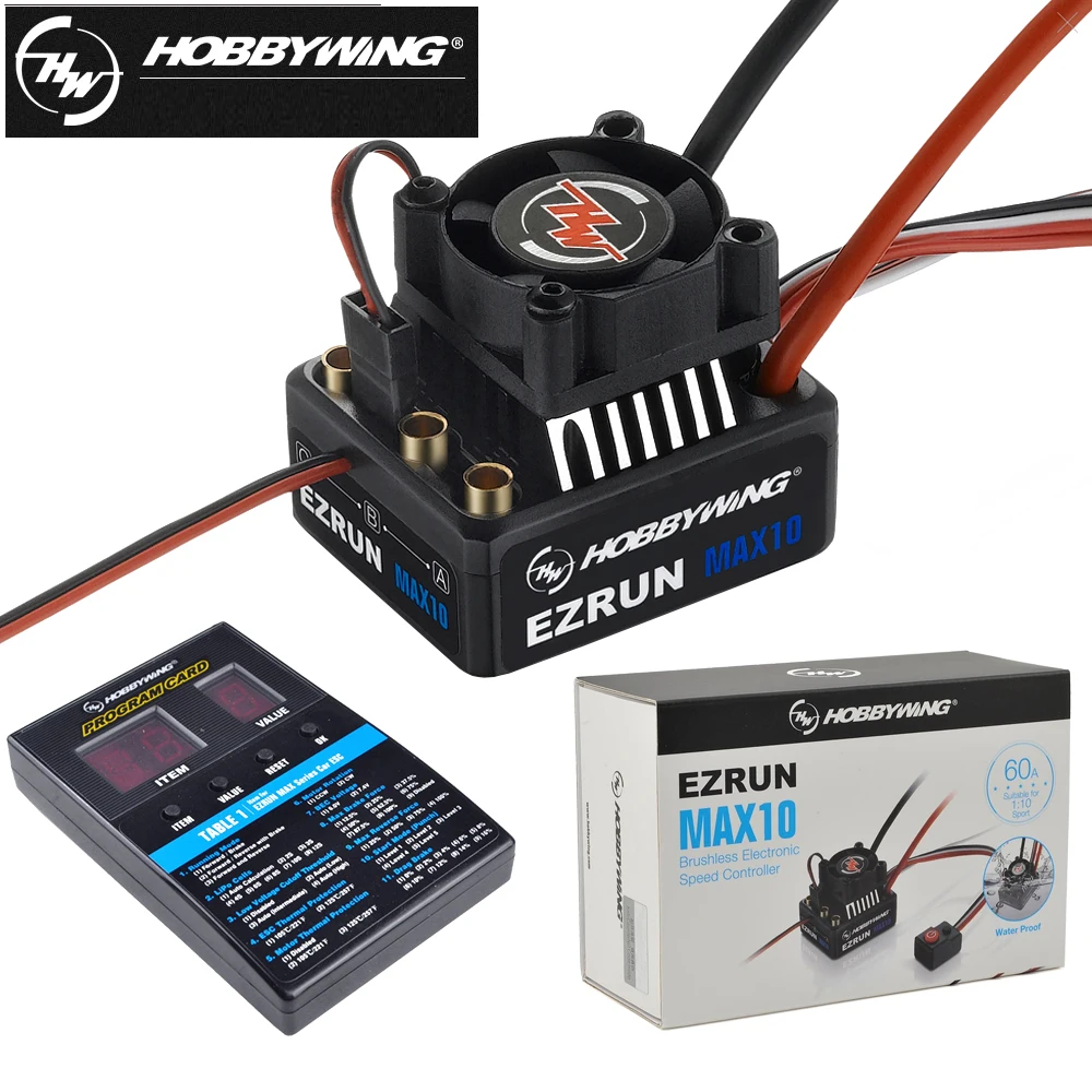 Hobbywing EZRUN MAX10 60A 2-3S водонепроницаемый Бессенсорный бесщеточный ESC Lipo 6 В/7 4 В 3A BEC для