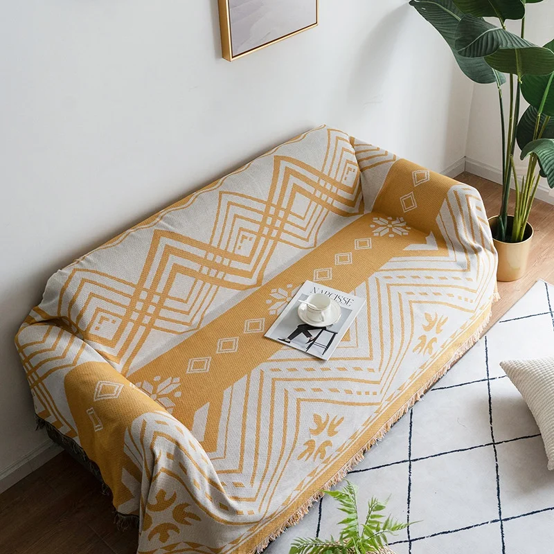 

Sofa Blanket ,non Slip Sofa Cover,Double Sided Slipcover Protector with Tassels,Cotton Woven Throw Blanket for Bed Outdoor Chair