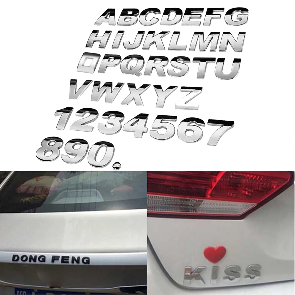 (A Z,0 9) автомобиля Стикеры s 3D DIY металлические буквы Стикеры Эмблема письмо серебряный значок украшения для автомобилей авто логотипом для укладки волос