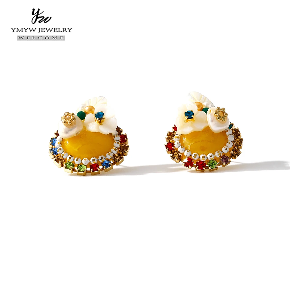 YMYW модные серьги-гвоздики с желтым цветком романтические корейские серьги