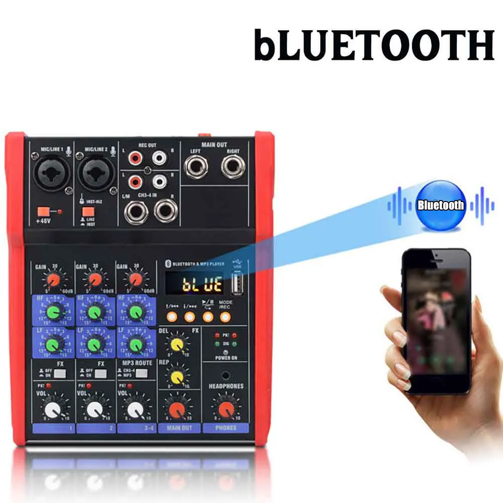4 канала KTV Stage Music Live Performance звуковая карта DJ консоль USB 5V стерео Bluetooth домашняя