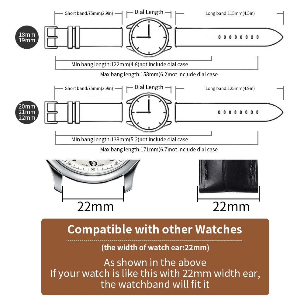 IStrap 18 мм до 24 мм ремешок из натуральной кожи для часов IWC Hamilton Omega Casio Breitling Tudor ремешок для часов летного пилота