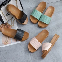 2021 new roman sandals summer ladies slippers trend korean version of the flat bottom increased word woven slippers women