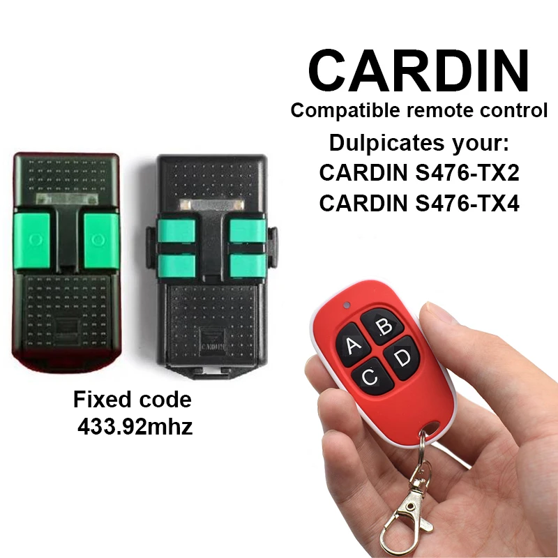 

SMG Transmitter CARDIN S476-TX2 Fixed Code 433mhz Remote Control Garage Gate Door With Battery Electric Door Switch
