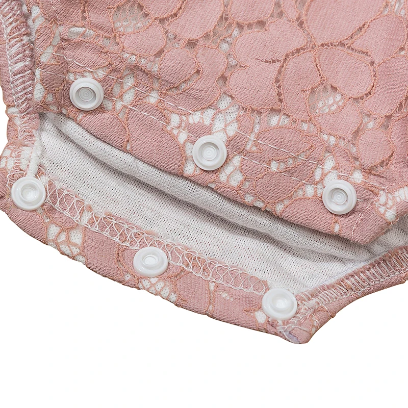 

2021 Summer Newborn Baby Girls Clothes Pink Short-sleeved Lace Cotton Romper Jumpsuit Baby One-Piece Outfit Clothes 0-18M