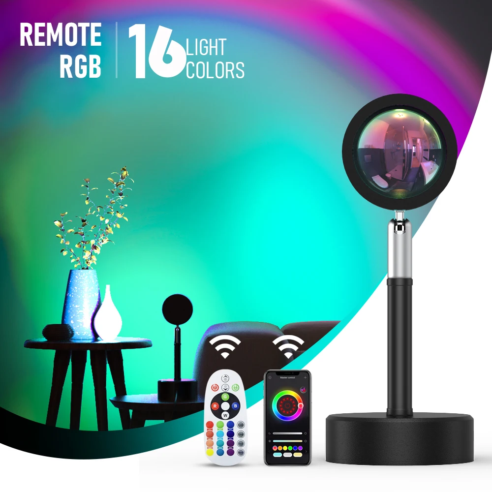 

Sunset Projection Night Lights Live Broadcast Background Like Galaxy Projector Atmosphere Rainbow Lamp Decoration For Bedroom