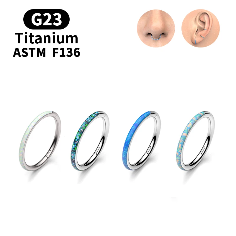 

16G Opal Nose Ring G23 Titanium Open Small Earrings Nose Piercing Diaphragm Nose Hoop Beautiful Lady Body Piercing Jewelry