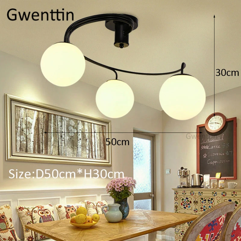Modern Spiral Led Ceiling Lamps Glass Ball Lights for Home Loft Decor Bedroom Living Room Industrial Lamp Light Fixtures | Освещение