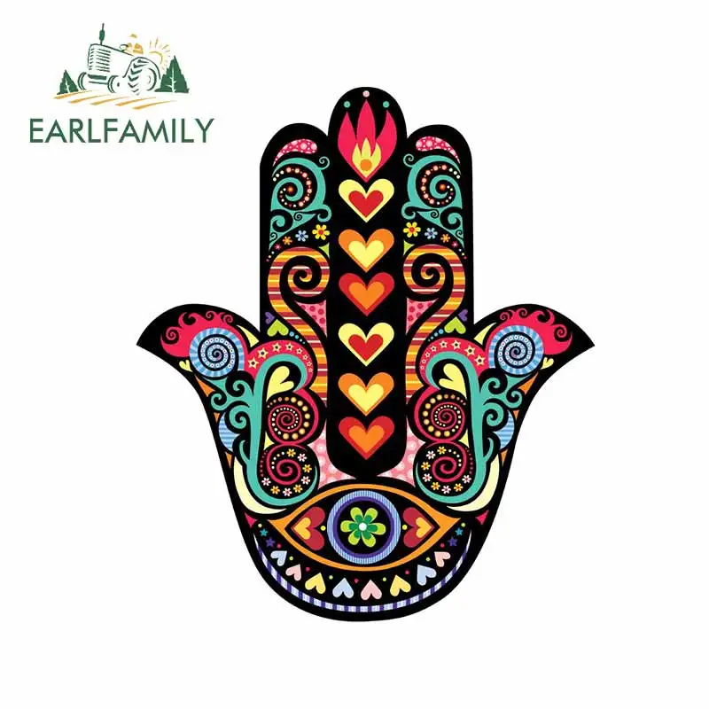 

EARLFAMILY 13 см для руки Хамса Ом индийские автомобильные наклейки водонепроницаемые Модные Наклейки на окклюзию с царапинами для фургона украшение