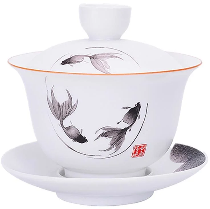 

Creative Three Talents Gaiwan Ceramics Tea Set Gaiwan Teaware Sets Kung Fu Tea Ceremony High White Porcelain High Quality Crafts
