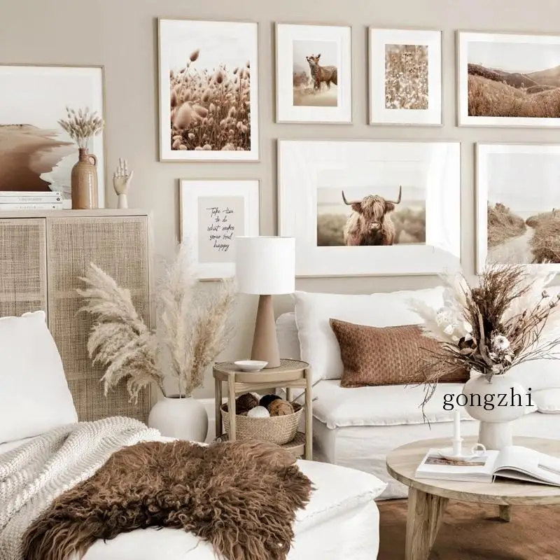 

Autumn Reed Plant Nature Landscape Nordic Poster Cattle Fox Canvas Painting and Prints Wall Art Pictures Living Room Home Decor