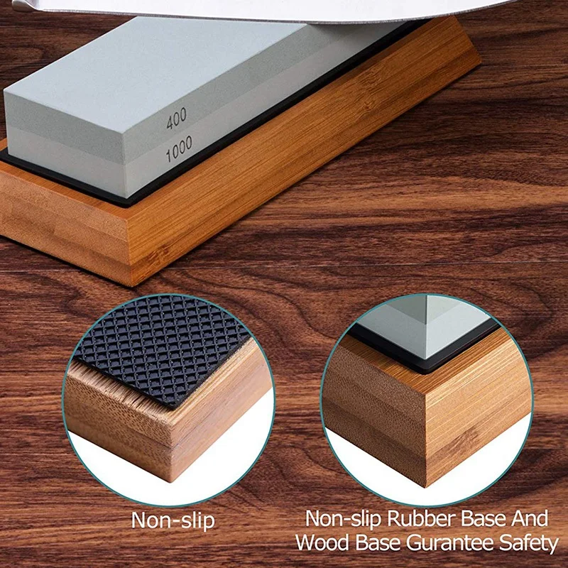 

Waterstone Wooden Holder and Knife Guide Sharpening Stone Set Whetstone 2-IN-1 400/1000 3000/8000 Grit