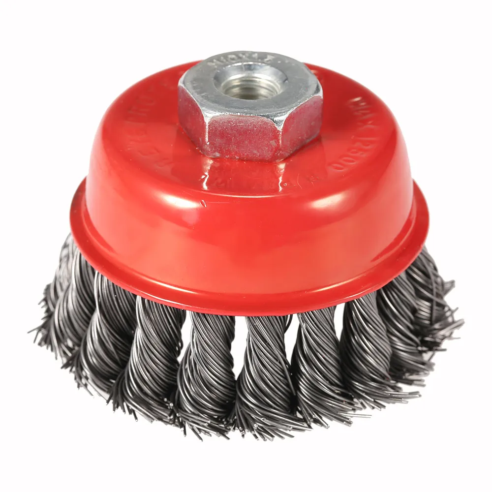 

New 75mm 3" Steel Wire Wheel Knotted Cup Brush Rotary Steel Wire Brush Crimp Cup Wheel For Angle Grinder