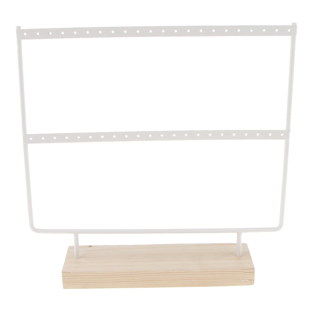 

4pcs Iron Rack Wooden Display Earring Necklace Jewelry 24/44 Holes Showcase