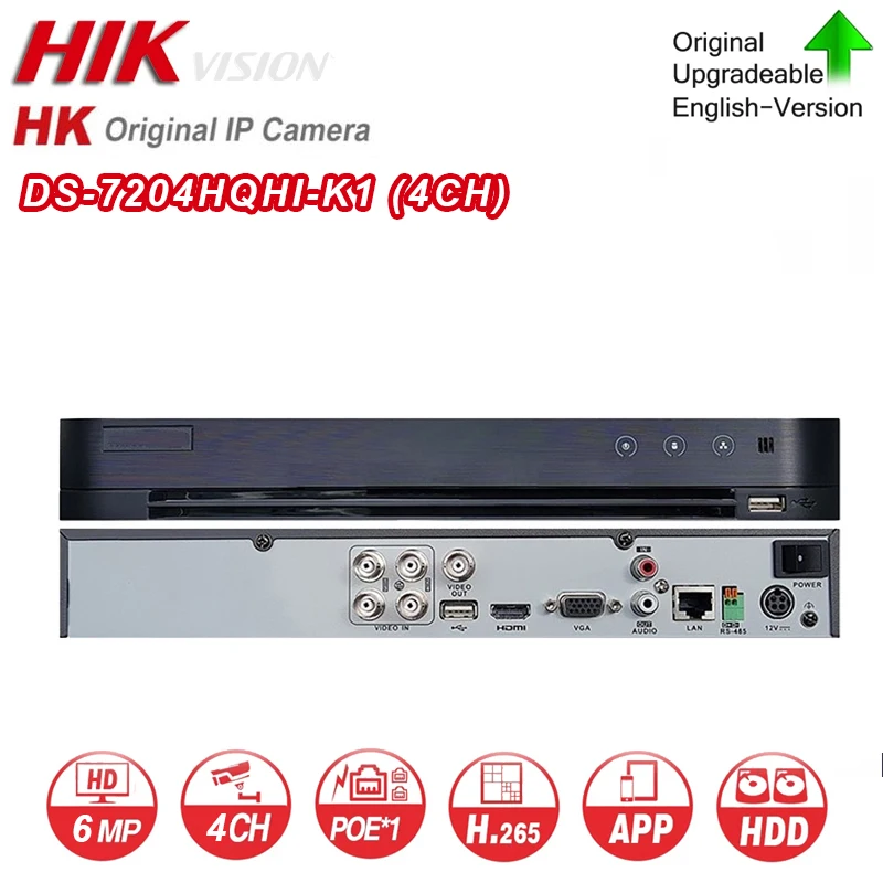 

For Hikvision DS-7204HQHI-K1 4 Channel Hybrid HD-TVI Recorder For Analog/HD-TVI, AHD And CVI Cameras + 2 Channels IP Camera