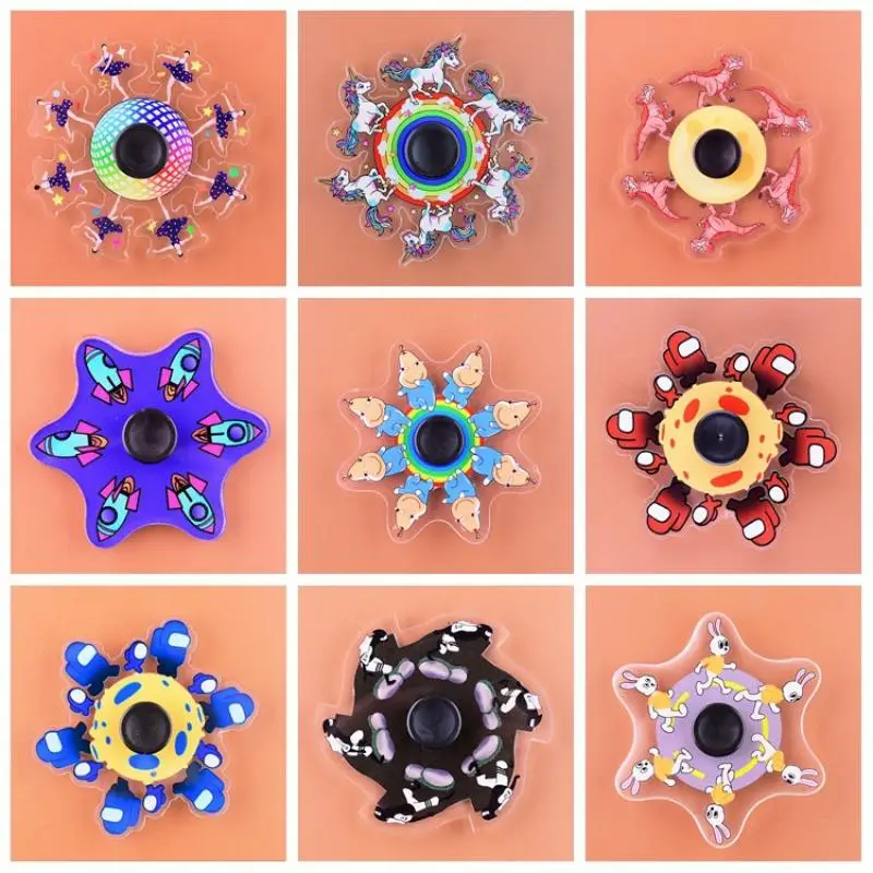 

Fidget Spinner Sensory Toy Anti Stress Spinning Gyro Rainbow Unicorn Anime Figures Adult Autism Adhd Relief Flip Toys for Boys