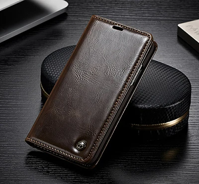 Коричневый Роскошный Магнитный откидной Чехол для samsung galaxy S7 edge S8 S9 S10 Plus S5 Mini S4 S6 edge Plus винтажный кожаный чехол-бумажник - Цвет: Коричневый