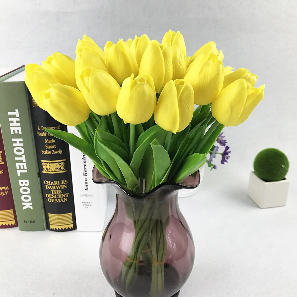 

30PCS Artificial Tulips Flower Real Touch Latex Tulips Fake Holland PU Tulip Bouquet Flower For Wedding Party Office Home Decora
