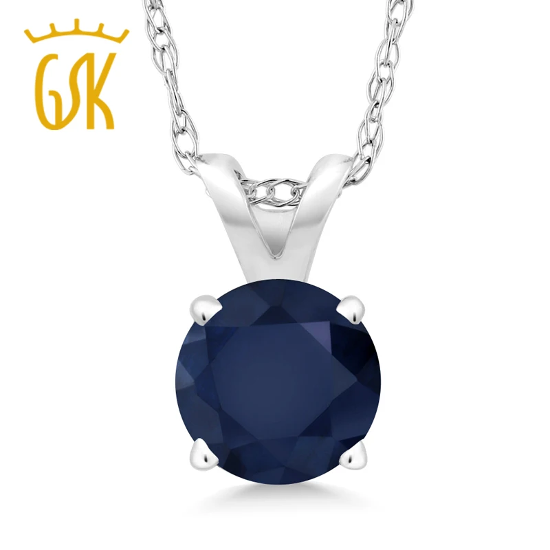 GemStoneKing 14K желтое золото ювелирные изделия 1 00 Ct Круглый Натуральный Синий сапфир