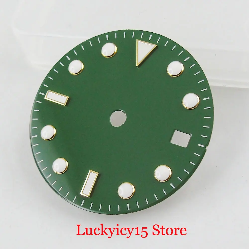 

Green 28.5mm Round Watch Dial with Golden Edge with Date Window Fit ETA 2836 MIYOTA Movement