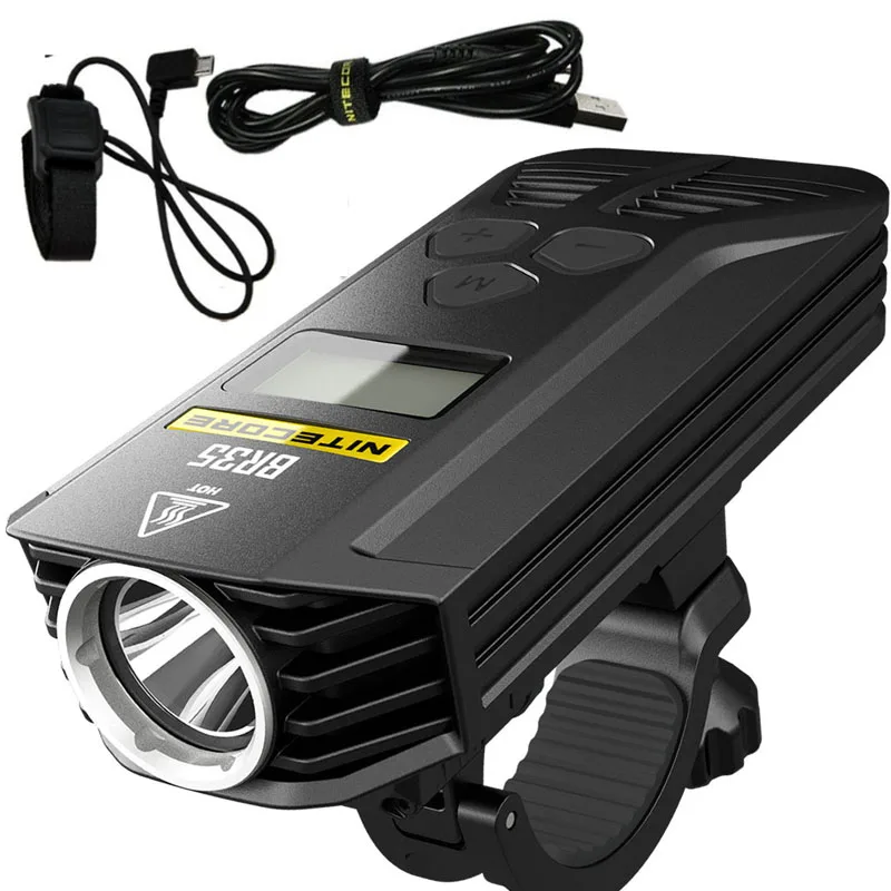 Фара для велосипеда NITECORE BR35 с двойным лучом OLED, перезаряжаемая, 2 * CREE XM-L2 U2 1800lm с встроенным аккумулятором на 6800 мАч.