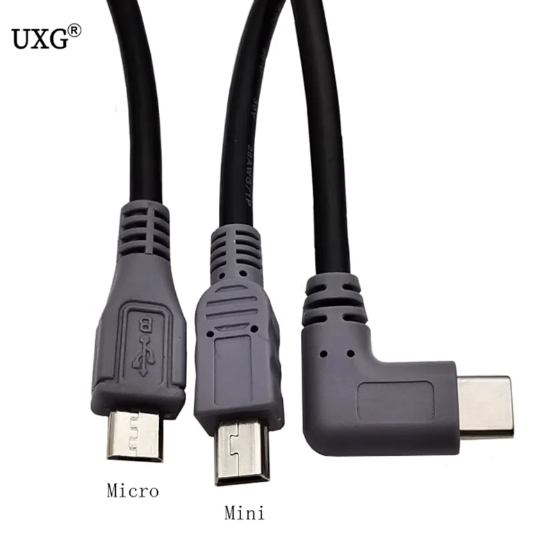 90d прямоугольный Micro USB mini 5P штекер на 3 1 Type c конвертер OTG адаптер свинцовый кабель