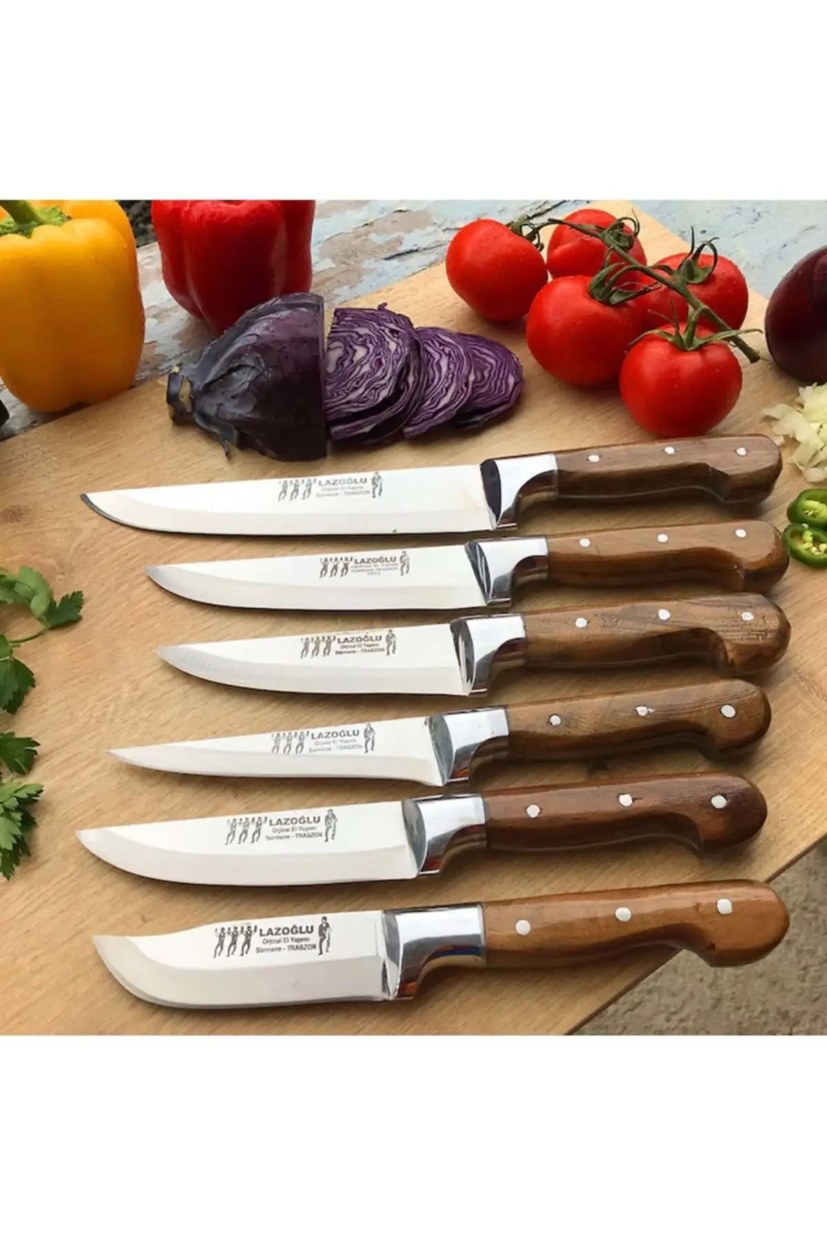 

Stainless Steel 6 PCS Wooden Handle Handmade Chef Knife Set
