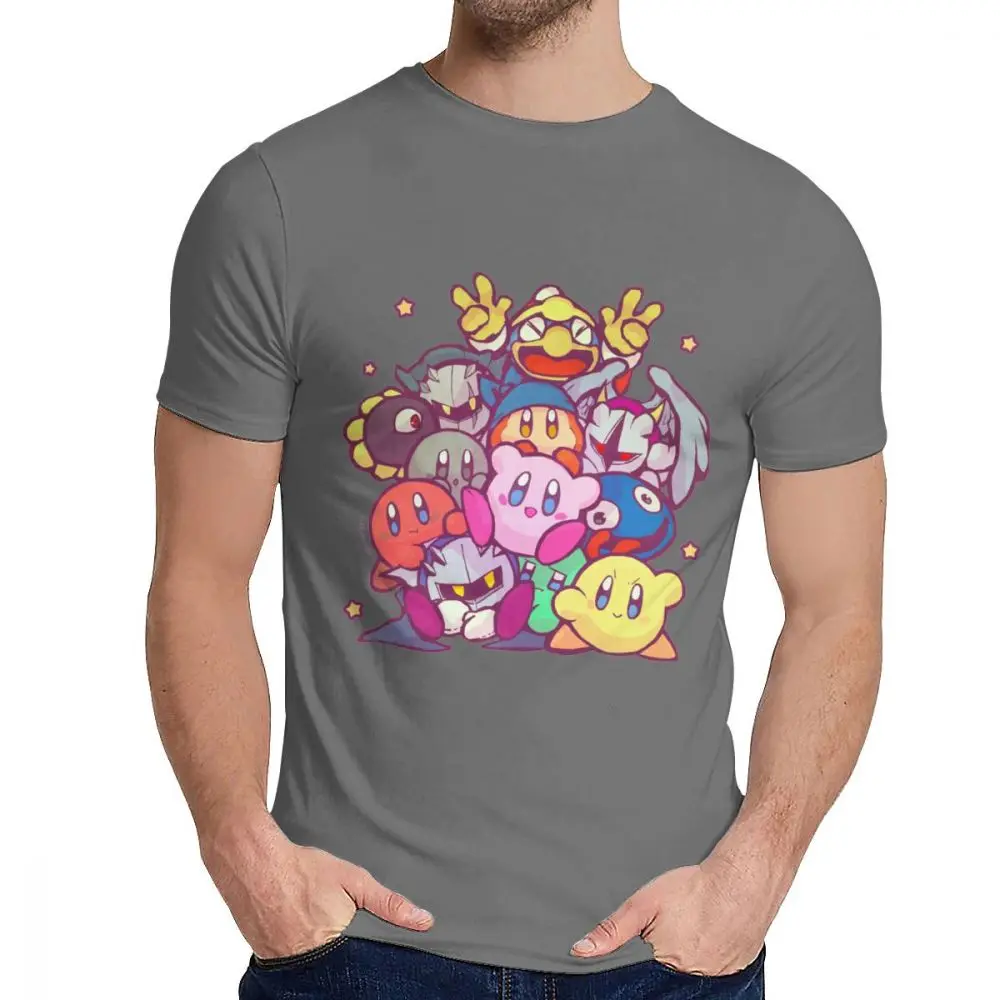 Стильная семейная футболка Kirby Group для мужчин, хипстер, натуральный хлопок, Camiseta, S-6XL - Color: Dark grey