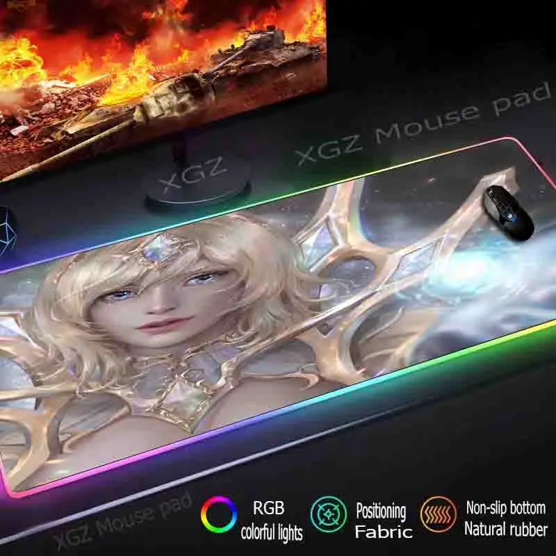 

XGZ Anime Sexy Big Breast Girl Large RGB Gaming Mouse Pad Black Lockedge Computer Keyboard Desk Speed Rubber Stripe Non-slip