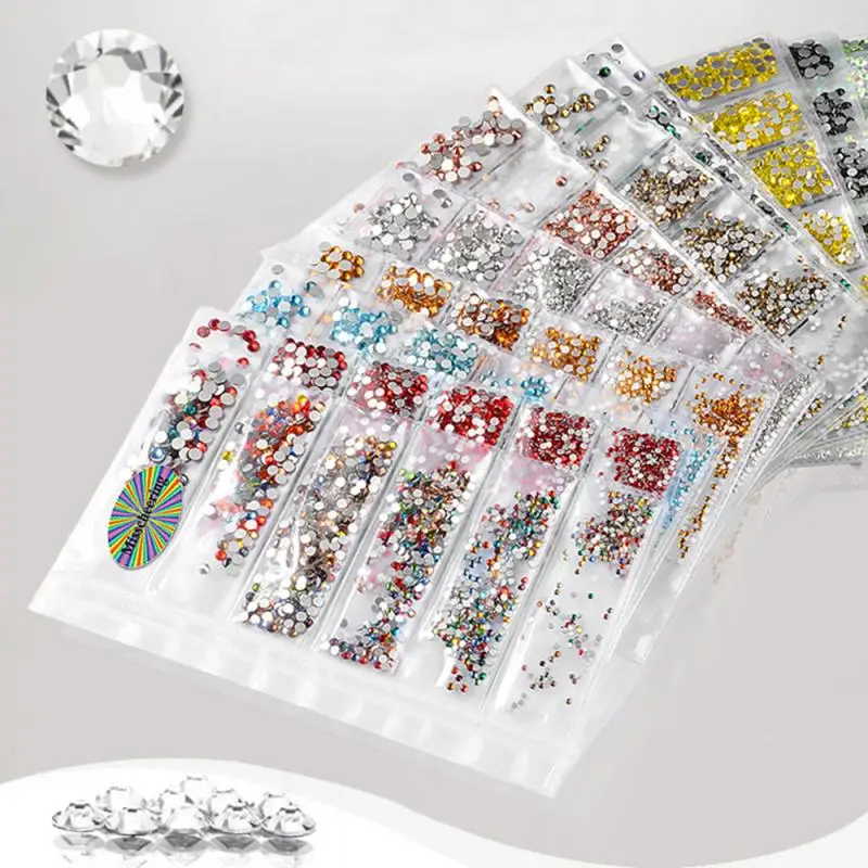 1728 шт. стеклянные стразы с плоским основанием для ногтей украшения блестящие