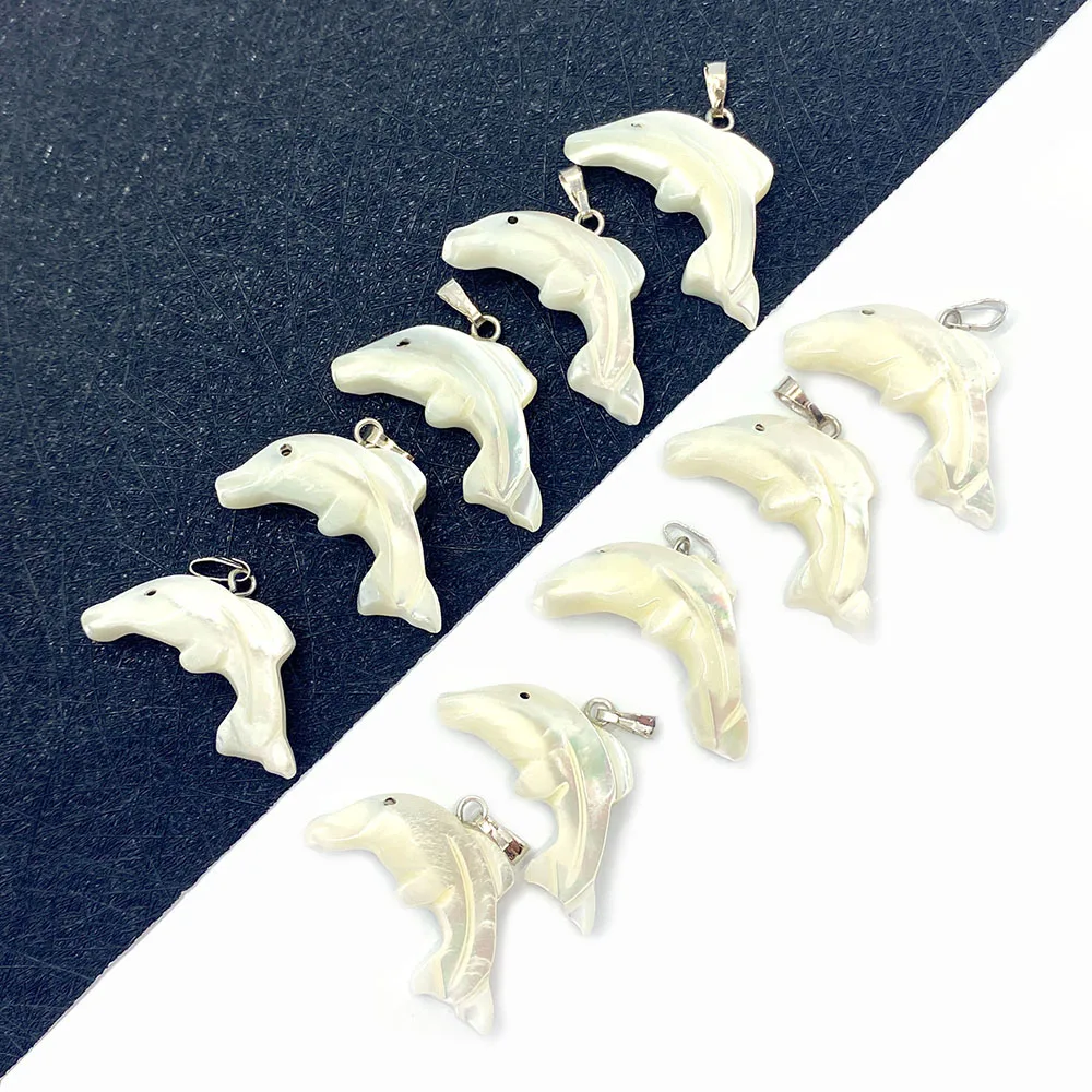 

Natural Shell Pendant White Carved Dolphin-shaped Exquisite Pendant for Making Jewelry DIY Necklace Bracelet Accessories