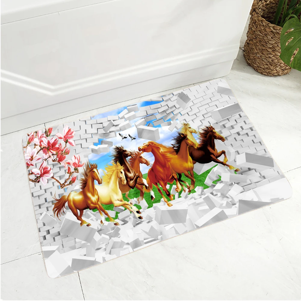 

3D Animal Elephant Horse Print Doormats Bathroom Kitchen Carpet Home Floor Mats Living Room Anti-Slip Rug