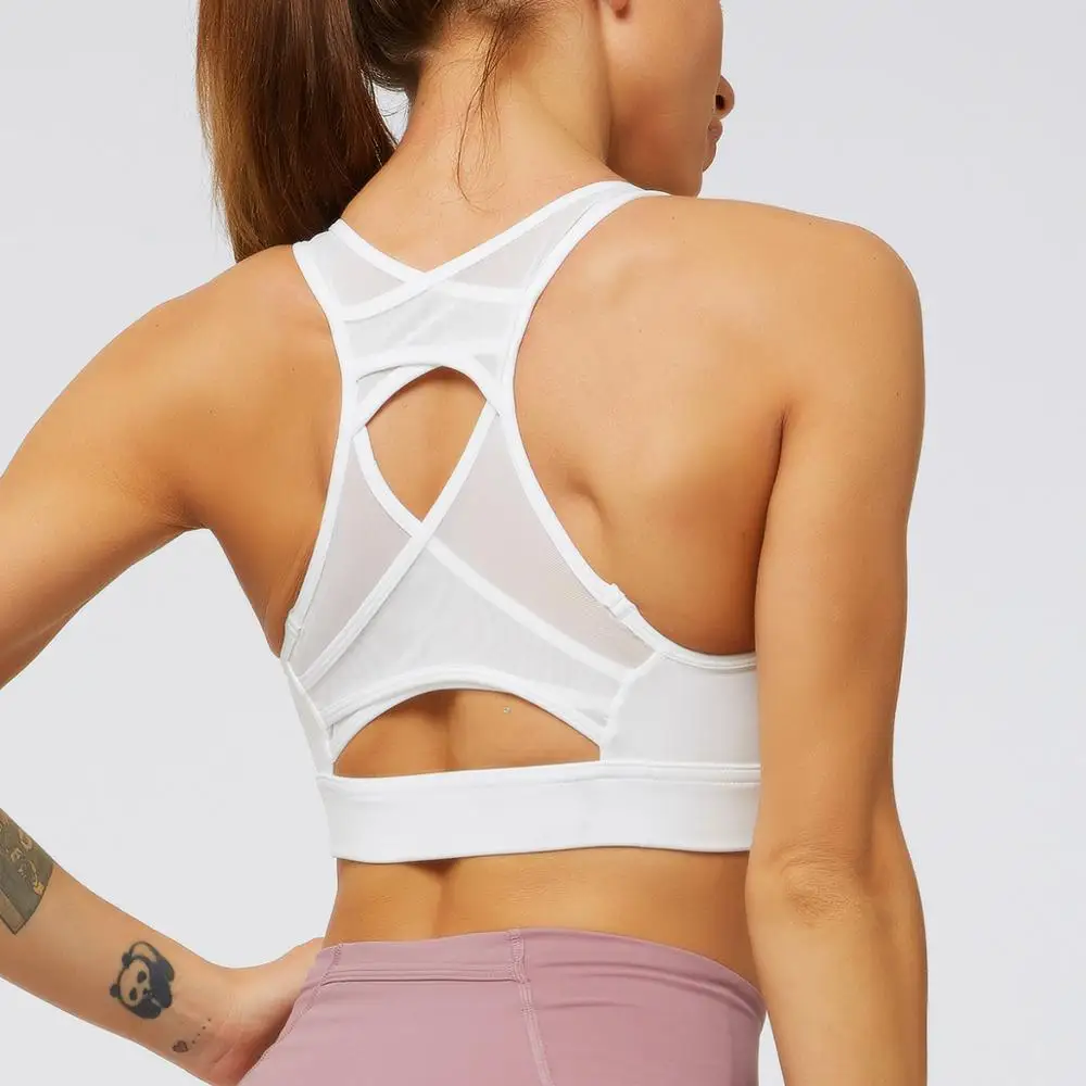 

Woman Seamless Yoga Bralette Solid Color Stretchy Hollow Out Breathable Running Ushaped Neck Vest High Elastic Padded Gym Bra