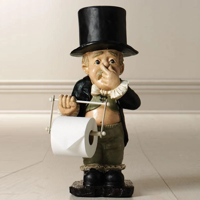 

Toilet Butler with Roll Paper Holder Resin Ornament for Bathroom Super Cute In Stock