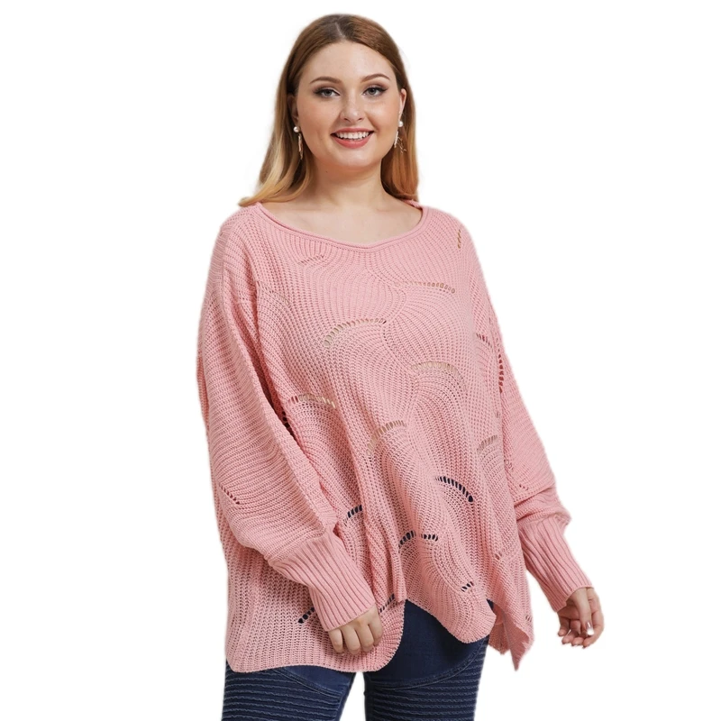 

Свитер Женский вязаный, с круглым вырезом и длинным рукавом «летучая мышь»