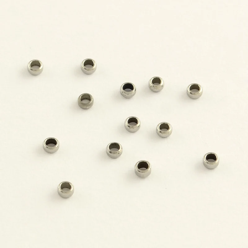 

100 Pc 304 Stainless Steel Crimp Beads, Stainless Steel Color, 2x1mm, Hole: 0.5~1mm