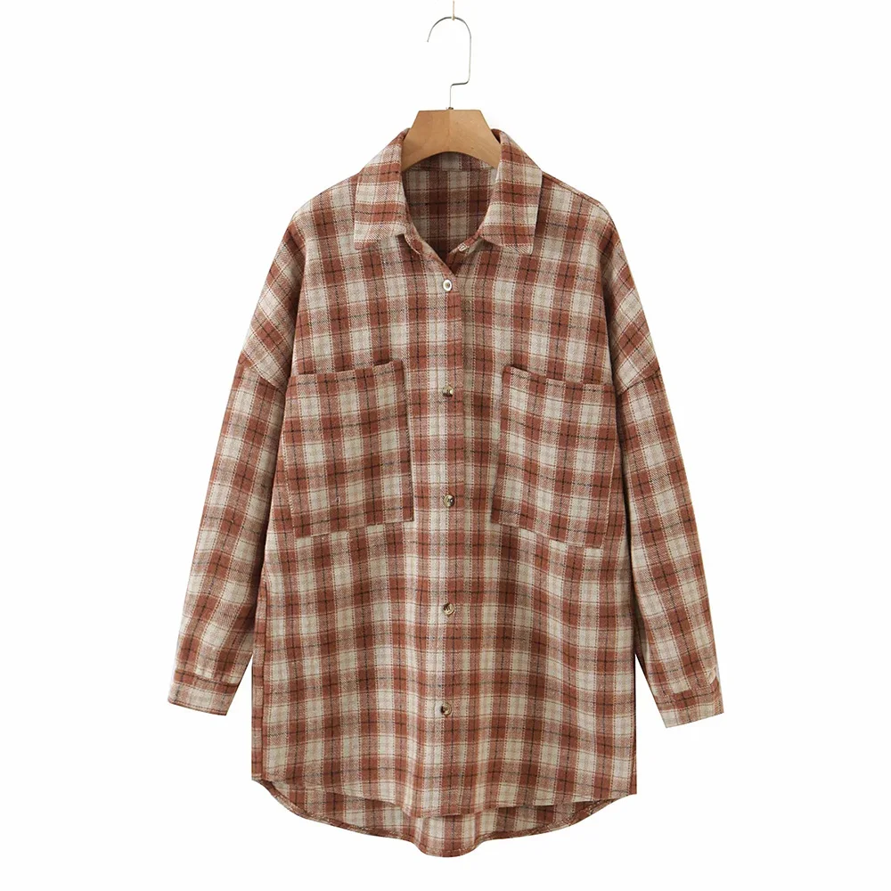 

Пиджак BBWM Женский, Повседневный, твидовый, кофейного цвета, в клетку, простой, свободный, однобортный, с отворотом, с длинными рукавами