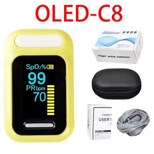 OLED Yellow w case ELERA пальцевой Пульсоксиметр оксиметр de dedo портативный кислород в крови Saturometro SPO2 PR Пульсоксиметр оксиметр - Цвет: OLED Yellow w case