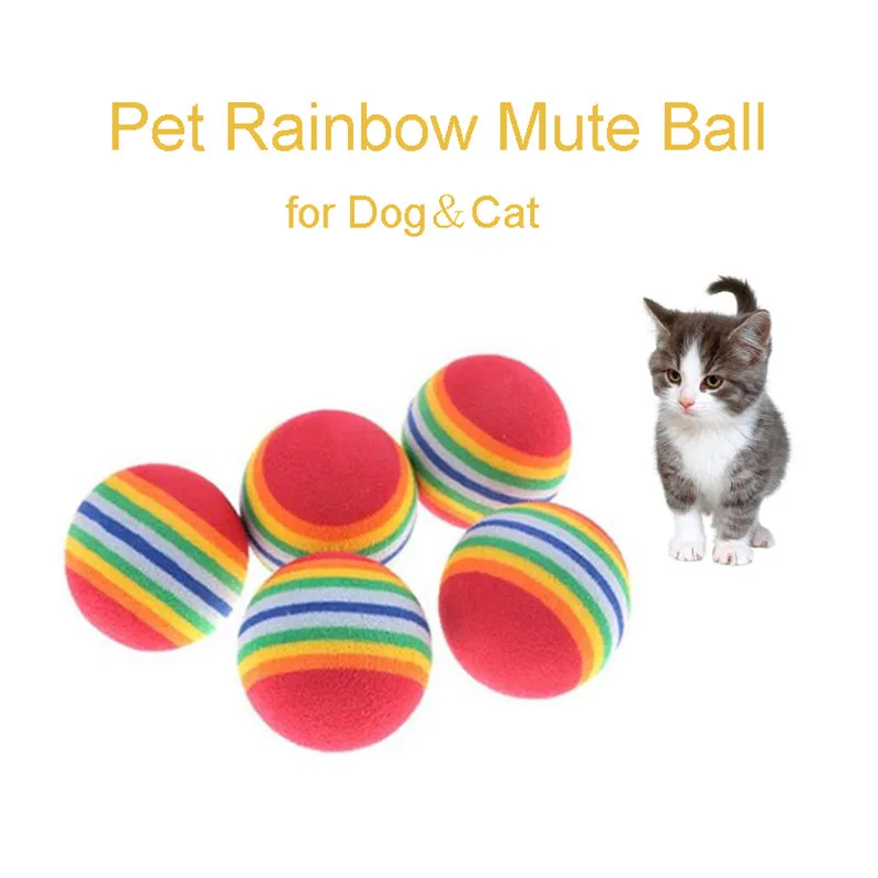 

3pcs Rainbow Pet Toys Ball Interactive Mute Training Balls Pet Toys Kitten Dog Play Chewing Supplies