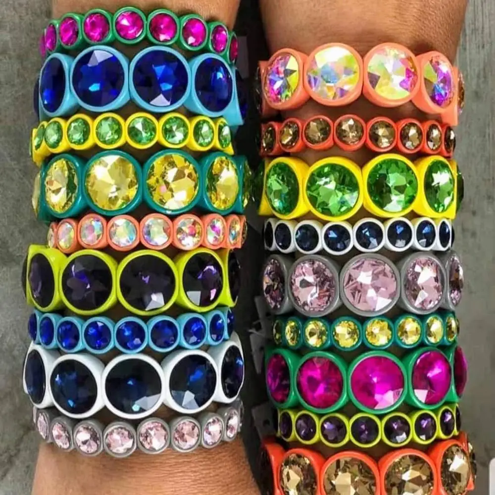 Радужные яркого цвета хрустальные браслеты ювелирные изделия модный браслет с