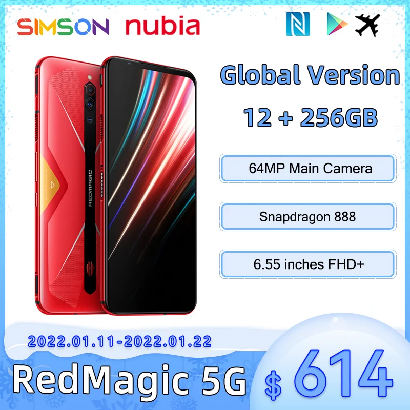 

Global version Nubia Red Magic 5G 6.65&quot AMOLED 1080x2340 Snapdragon 865 Smartphone 4500mAh NFC 64MP 55W charge MobilePhone