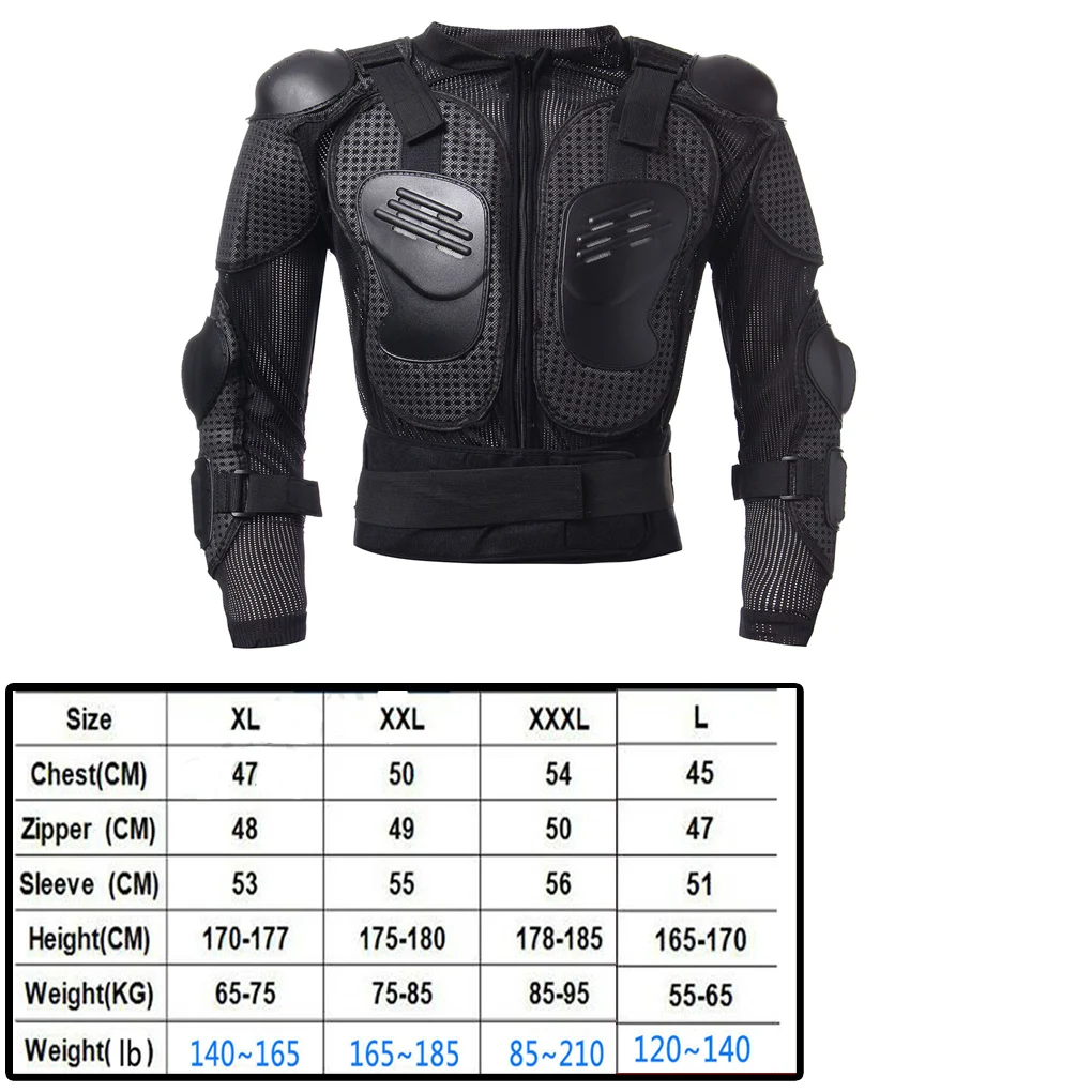 Men Full Body Motorcycle Jacket Armor Motocross Racing Protective Gear Motorbike Chest Elbow Back Shoulder Protector